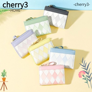 Cherry3 กระเป๋าสตางค์หนัง ใบสั้น มีซิป ขนาดเล็ก จุของได้เยอะ สีตัดกัน แฟชั่นสําหรับสตรี