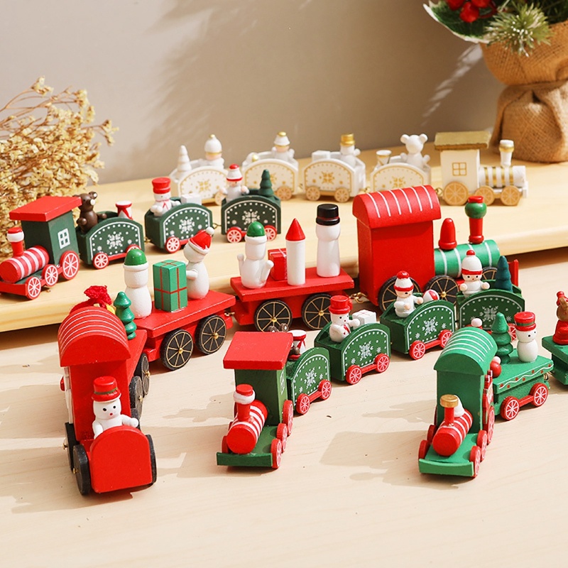 รถไฟไม้-เครื่องประดับตกแต่งวันคริสต์มาส-ของขวัญปีใหม่-สําหรับบ้าน-โต๊ะ