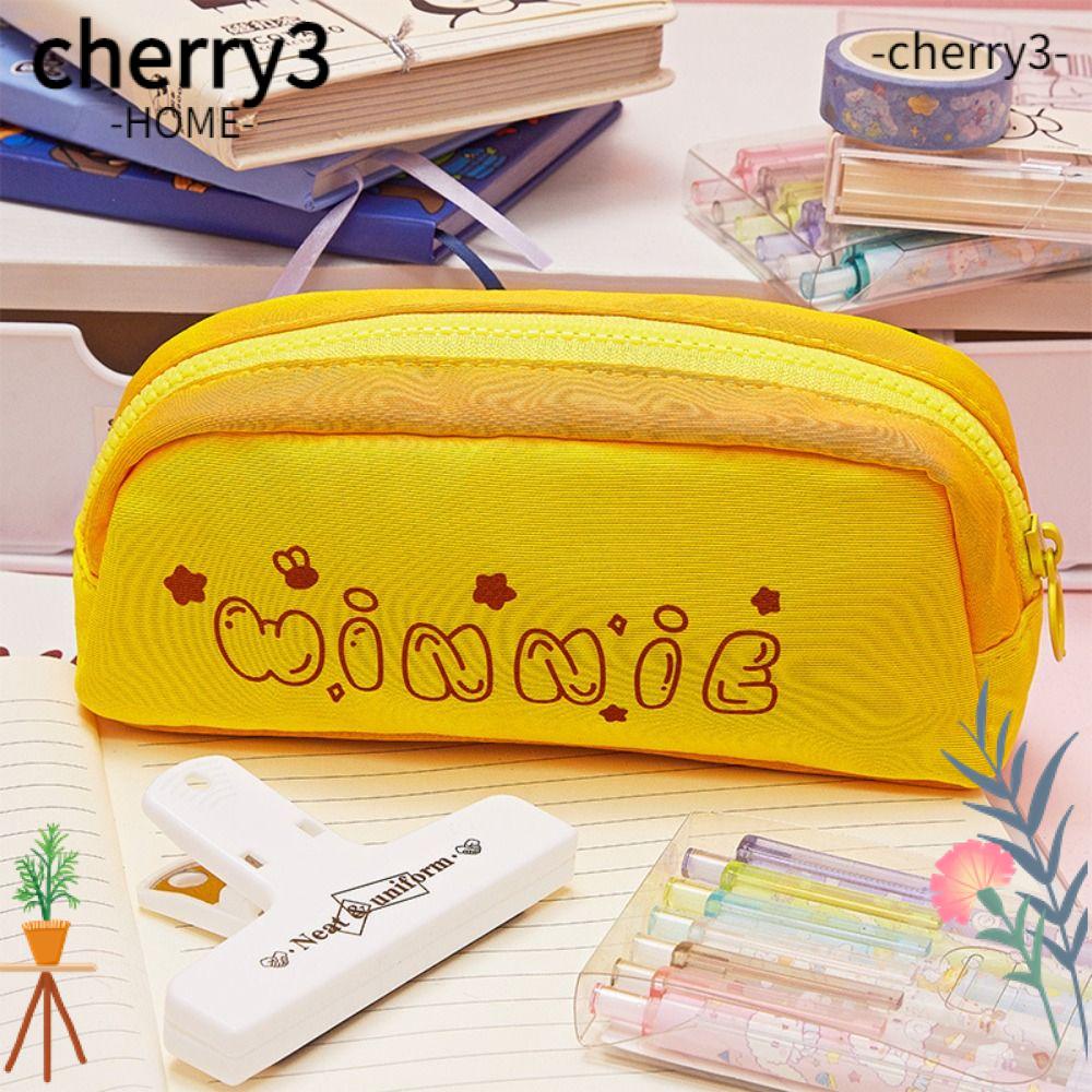 cherry3-กระเป๋าเครื่องเขียน-กระเป๋าดินสอ-พิมพ์ลายหมีพูห์-หลายชั้น-สําหรับโรงเรียน-สํานักงาน