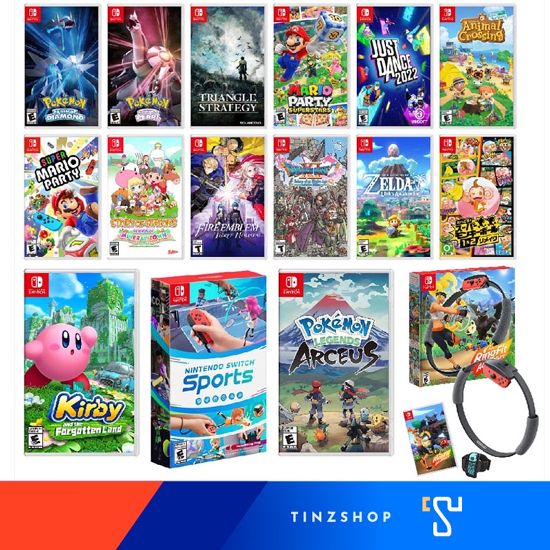 ภาพหน้าปกสินค้าNintendo Switch 16 Games Set B : Pokemon Diamond Pearl Triangle Ring fit Party Justdance Animal Story Quest Kirby Fire จากร้าน tinzshop บน Shopee