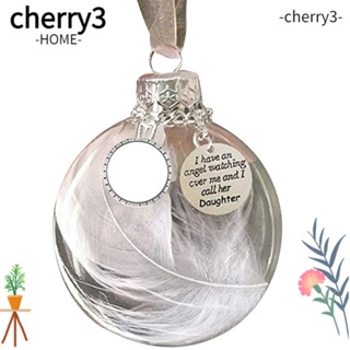 Cherry3 จี้ลูกบอลพลาสติกใส รูปขนนกนางฟ้า สําหรับแขวนตกแต่งต้นคริสต์มาส