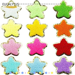 Eutus แผ่นแพทช์ผ้าฝ้าย ปักลายดาว สีทอง หรูหรา ขนาด 5*5 ซม. สําหรับตกแต่งเสื้อผ้า 12 ชิ้น