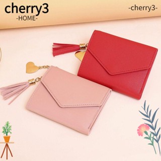 Cherry3 กระเป๋าคลัทช์ หนัง PU ใบสั้น มีซิป ความจุขนาดใหญ่ อเนกประสงค์ แฟชั่นสําหรับผู้หญิง