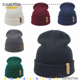 Eutus หมวกบีนนี่ ผ้าถัก สีพื้น แฟชั่นฤดูใบไม้ร่วง ฤดูหนาว