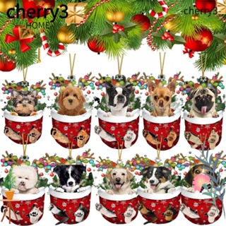 Cherry3 จี้แขวนถุงเท้า ลายคริสต์มาส สําหรับแขวนตกแต่งรถยนต์