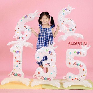 Alisondz ลูกโป่งวันเกิด มงกุฎ สีขาว ขนาดใหญ่ ปาร์ตี้ สําหรับอาบน้ําเด็ก ตกแต่งบ้าน ห้องนั่งเล่น ของขวัญเด็กในร่ม