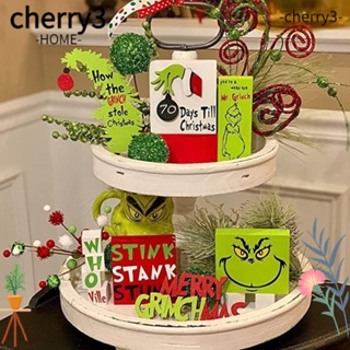 Cherry3 ถาดไม้ สีเขียว สําหรับตกแต่งบ้าน ต้นคริสต์มาส