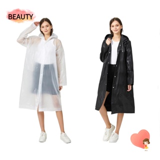 Beauty เสื้อปอนโชกันฝน EVA กันน้ํา น้ําหนักเบา ใช้ซ้ําได้ สีขาว และสีดํา สําหรับเดินป่า 2 ชิ้น