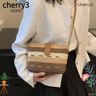 Cherry3 กระเป๋าถือ กระเป๋าสะพายไหล่ ผ้าถัก มีซิป น้ําหนักเบา ไล่โทนสี สําหรับสตรี