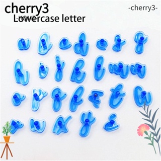 Cherry3 แม่พิมพ์พลาสติก รูปตัวอักษร ตัวเลข สีฟ้า สําหรับทําเบเกอรี่ 3 ชุด