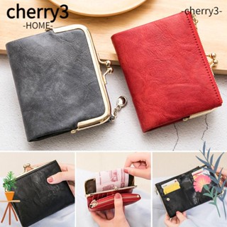 Cherry3 กระเป๋าสตางค์หนัง ใบสั้น มีซิป ใส่บัตรได้หลายใบ อเนกประสงค์ สําหรับผู้หญิง