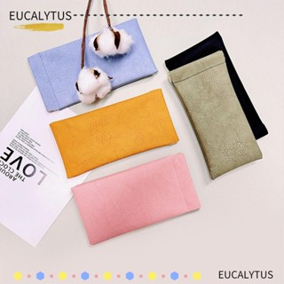 Eutus กระเป๋าใส่แว่นตาอ่านหนังสือ หนัง PU นิ่ม กันน้ํา สีเขียว สีฟ้า สีชมพู สีส้ม เรียบง่าย สําหรับผู้ชาย 3 ชิ้น