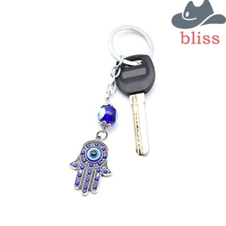 Bliss Hamsa พวงกุญแจแฟชั่น รูปดวงตาชั่วร้าย สีฟ้า สําหรับห้อยตกแต่งรถยนต์