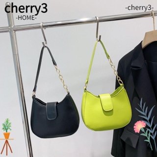 Cherry3 กระเป๋าสะพายไหล่ ใต้วงแขน หนัง PU ความจุขนาดใหญ่ สีพื้น แฟชั่นสําหรับผู้หญิง