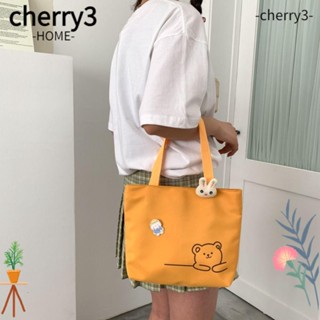 Cherry3 กระเป๋าสะพายไหล่ กระเป๋าถือ ทรงโท้ท แต่งซิป ขนาดใหญ่ จุของได้เยอะ ลายหมีน่ารัก แฟชั่นสําหรับสตรี นักเรียน