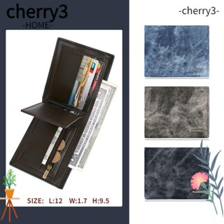 Cherry3 กระเป๋าสตางค์หนัง PU ใบสั้น แบบบางพิเศษ ใส่เหรียญได้หลายช่อง สไตล์นักธุรกิจ สําหรับผู้ชาย