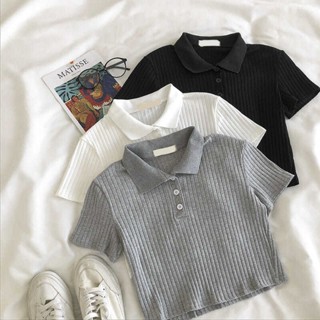 [พร้อมส่ง] ใหม่ เสื้อโปโลแขนสั้น คอปก ลายทาง สามกระดุม สไตล์เกาหลี ลําลอง เข้ากับทุกการแต่งกาย แฟชั่นฤดูร้อน สําหรับผู้หญิง 2021