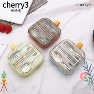 Cherry3 ชุดช้อนส้อม สเตนเลส อเนกประสงค์ แบบพกพา พับได้ ถอดออกได้ สําหรับตั้งแคมป์ ทําอาหารกลางแจ้ง