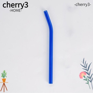 Cherry3 หลอดดูดน้ํา แบบแก้ว ใช้ซ้ําได้ 8*200 มม. สีฟ้า 5 ชิ้น