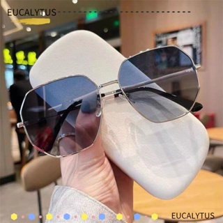 Eutus แว่นตากันแดด UV400 กรอบโลหะ ทรงหลายเหลี่ยม เหมาะกับเดินชายหาด ท่องเที่ยว
