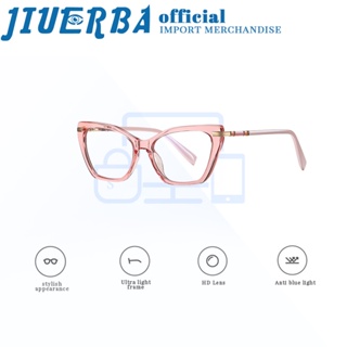 JIUERBA แว่นตา กรอบโลหะ ป้องกันรังสียูวี ป้องกันแสงสีฟ้า สไตล์ยุโรป และอเมริกา แฟชั่นสําหรับผู้ชาย และผู้หญิง