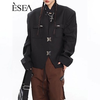 ESEA เสื้อโค้ทผู้ชาย: แบรนด์แฟชั่นสไตล์จีนฤดูใบไม้ผลิและฤดูใบไม้ร่วงการออกแบบใหม่ความรู้สึกโลหะหลวมผีเสื้อผู้ชายเสื้อโค้ทลําลอง