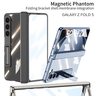เคสโทรศัพท์มือถือ PC กันกระแทก ฝาพับ พร้อมขาตั้ง หรูหรา สําหรับ Samsung Galaxy Z Fold 5 Z Fold5