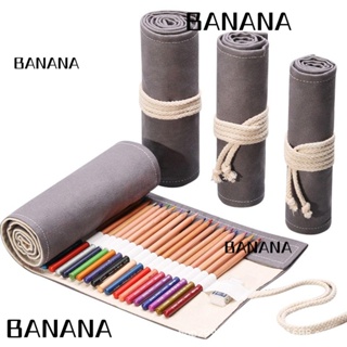 Banana1 กระเป๋าดินสอ ผ้าแคนวาส ขนาดใหญ่ แบบพกพา 12 24 36 72 ช่อง สําหรับนักเรียนหญิง เด็กผู้ชาย
