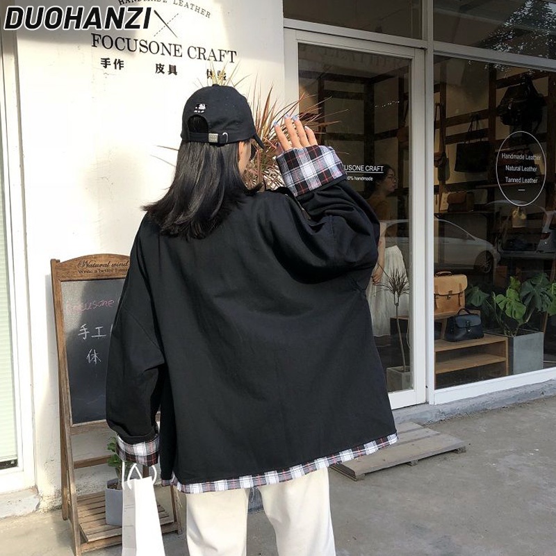 duohanzi-เสื้อแจ็กเก็ต-เสื้อคาร์ดิแกน-ทรงหลวม-ลายสก๊อต-สไตล์เกาหลี-สําหรับผู้หญิง