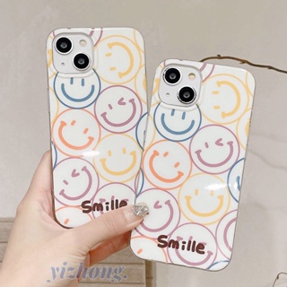 เคสโทรศัพท์มือถือ TPU นิ่ม กันรอยขีดข่วน กันกระแทก กันฝุ่น ลายหน้ายิ้มน่ารัก หลากสี สําหรับ iPhone 11 14 Pro Max 12 13