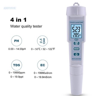 【3C】เครื่องวัดค่า Ph ดิจิทัล 4 in1 pH EC TDS ความแม่นยําสูง