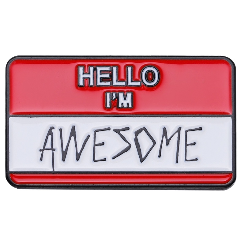 เข็มกลัดโลหะ ลายข้อความ Hello I'm Text 50 แบบ อุปกรณ์เสริม สําหรับติดตก ...
