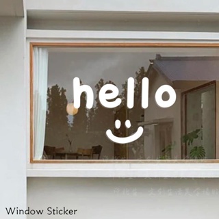สติกเกอร์ ลาย Hello Smiley Face น่ารัก กันชน สําหรับติดตกแต่งผนัง กระจก ประตู หน้าต่าง ร้านอาหาร ร้านเสื้อผ้า