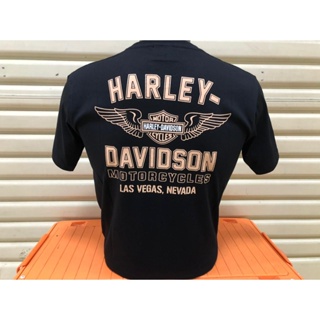 [S-5XL]เสื้อยืดลายกราฟฟิก Harley Davidson สีดํา vxcL