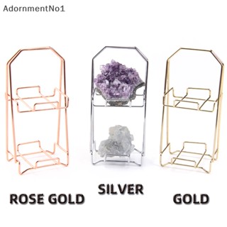 Adornmentno1 ชั้นวางแร่คริสตัล กรอบโลหะ แบบสองชั้น สไตล์บูติก 1 ชิ้น