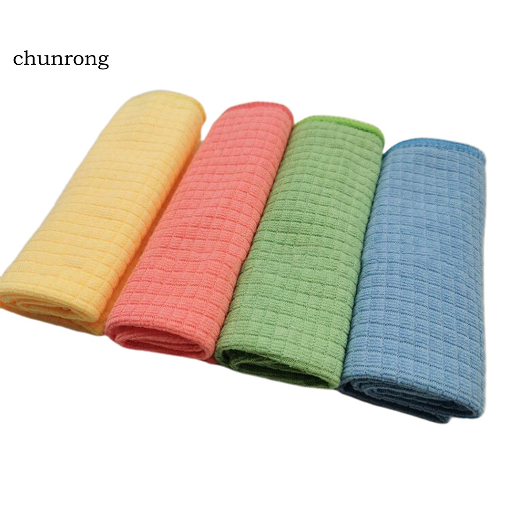 chunrong-ผ้าขนหนูไมโครไฟเบอร์-ดูดซับน้ําได้ดี-สําหรับทําความสะอาดจาน-4-ชิ้น