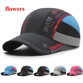 Flowers หมวกเบสบอล หมวกกีฬา หมวกบังแดด ผ้าตาข่าย พิมพ์ลาย แห้งเร็ว ปรับได้ แฟชั่นฤดูร้อน สําหรับผู้ชาย และผู้หญิง