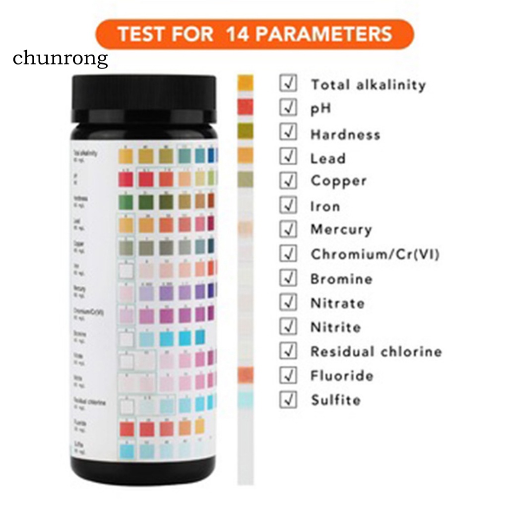 chunrong-แถบกระดาษทดสอบคุณภาพน้ํา-pet-w-16-16-in-1-สําหรับดื่มน้ํา-50-ชิ้น