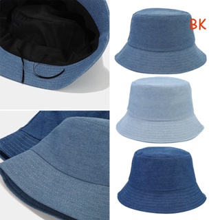 Bk หมวกบักเก็ตยีน หมวกชาวประมง พับได้ ป้องกันแสงแดด สไตล์ฮิปฮอป สําหรับผู้หญิง และผู้ชาย