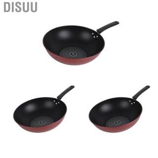 Disuu Frying Pan Flat Bottom Cooking Wok Cast Iron Kitchen Ware with Handle for Soup Stew