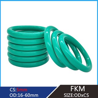 โอริงยางซีลโอริง FKM สีเขียว 16 มม.-60 มม. ความหนา CS 5 มม. แบบเปลี่ยน 2 ชิ้น 3 ชิ้น 5 ชิ้น