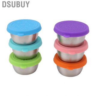 Dsubuy Stainless Steel Salad Dressing Container Leakage Proof Reusable Condiment Cups Silicone 304 for School