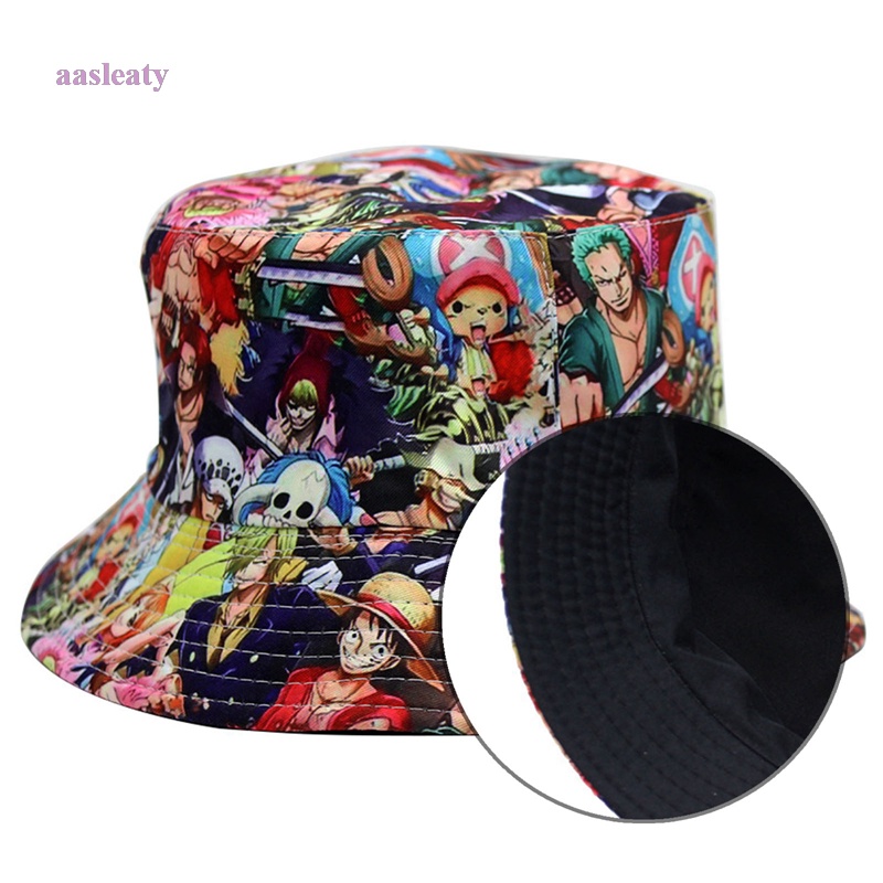 aasleaty-ใหม่-หมวกบักเก็ต-ผ้าฝ้าย-พิมพ์ลายอนิเมะ-one-piece-กันแดด-เหมาะกับใส่กลางแจ้ง-สําหรับผู้ชาย-และผู้หญิง