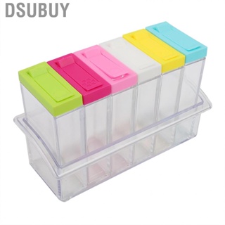 Dsubuy 6 Boxes Transparent Plastic Seasoning Bottles Jars Clear Box Container