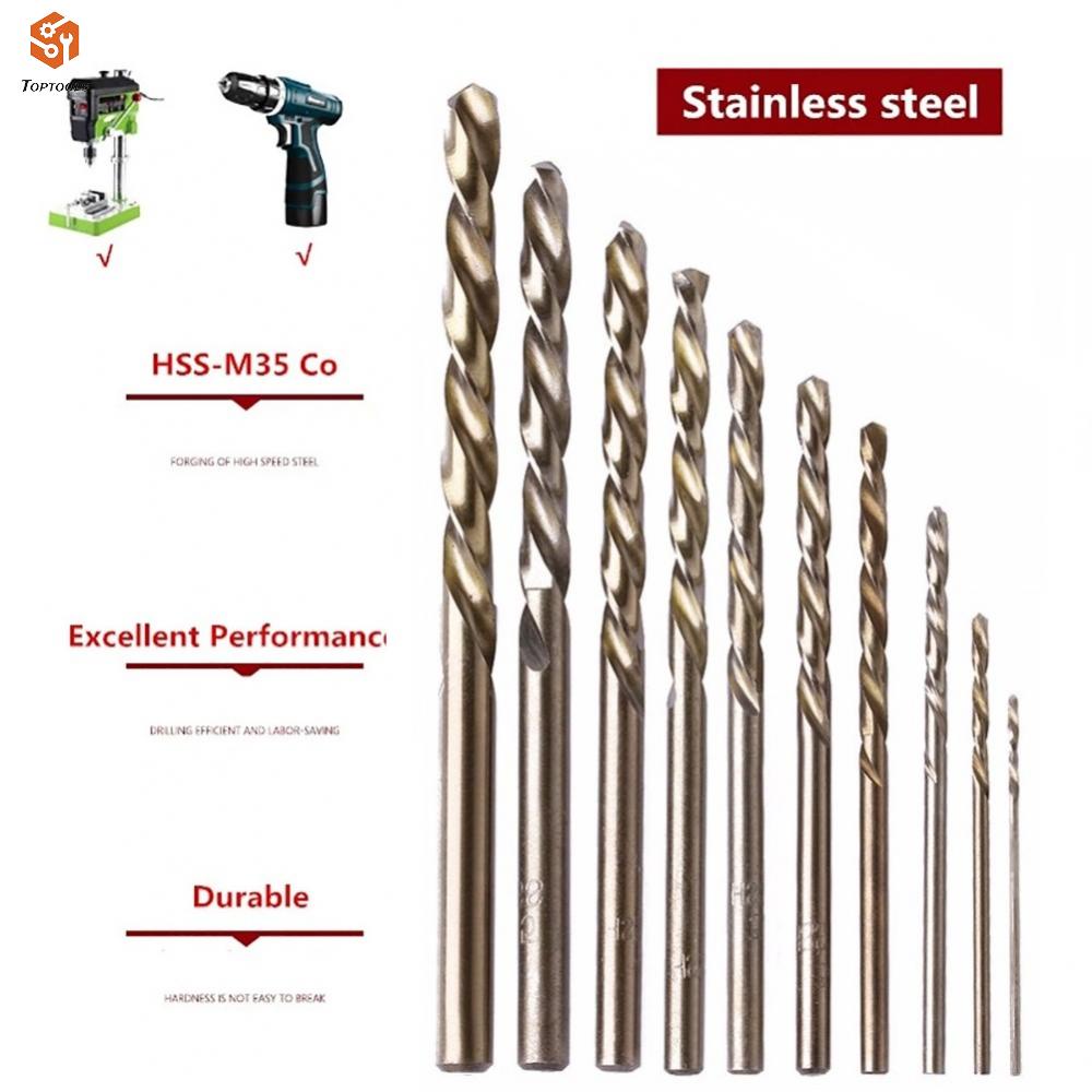 ชุดดอกสว่านโคบอลต์-hss-co-m35-คุณภาพสูง-สําหรับเจาะสเตนเลส-10-ชิ้น