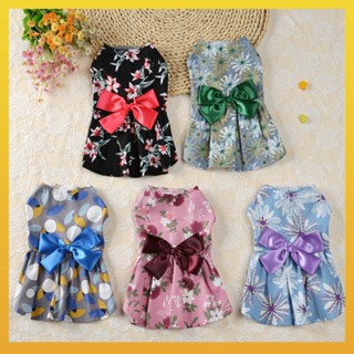 [Daliya] เสื้อผ้าสัตว์เลี้ยง ชุดเดรสริบบิ้นโบว์ ระบายอากาศ แฟชั่นฤดูร้อน สําหรับสุนัข แมว