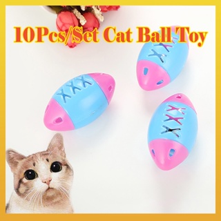 [Daliya] ของเล่นลูกบอลมะกอก พลาสติก สําหรับสัตว์เลี้ยง แมว 10 ชิ้น ต่อชุด