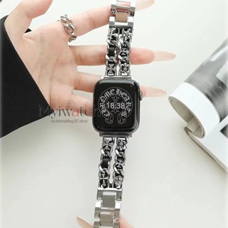 สายนาฬิกาข้อมือหนัง โลหะ สไตล์พังก์ หรูหรา สําหรับ iwatch Series 8 7 6 SE 5 4 3 2 1 iwatch 49 มม. 45 มม. 44 มม. 41 มม. 40 มม. 38 มม. 42 มม.