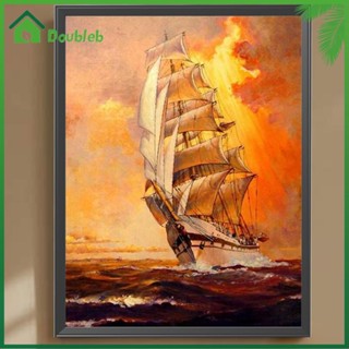 【Doub X ✮】ภาพวาดปักเพชร ทรงสี่เหลี่ยม ลายเรือใบ 5D ขนาด 30X40 ซม. DIY ✮