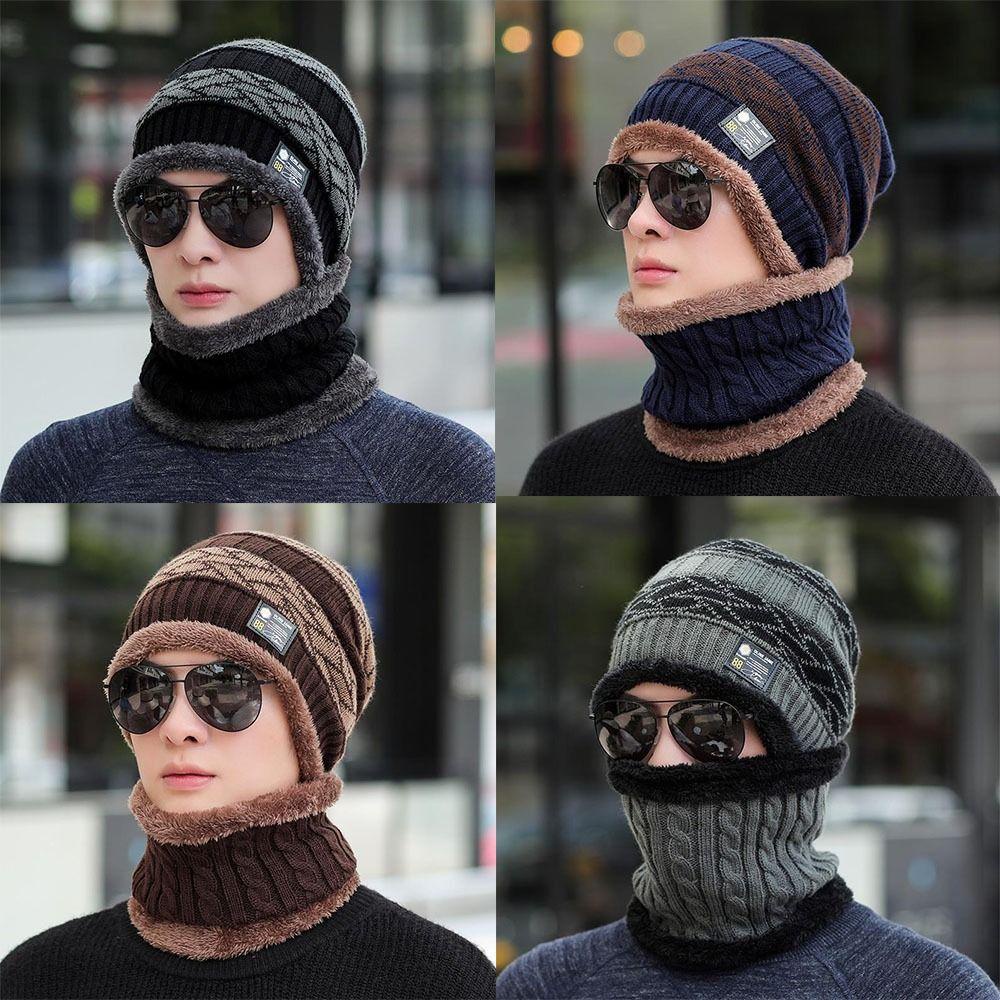 beauty-หมวกบีนนี่-ผ้าขนแกะถัก-โพลีเอสเตอร์-ระบายอากาศ-ให้ความอบอุ่น-และความหนาว-แฟชั่นฤดูหนาว-สําหรับผู้ชาย
